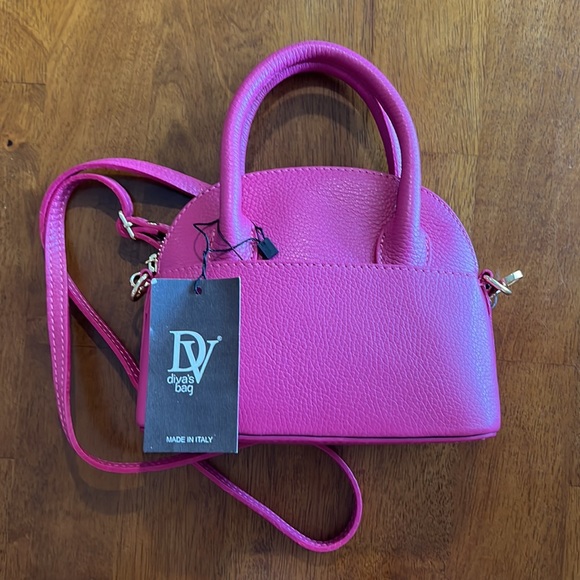 NWT Diva’s Bag Fuchsia leather crossbody bag - Picture 2 of 6